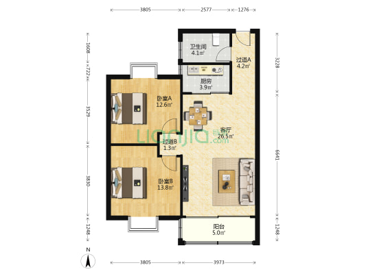 岑村路334号宿舍 2室1厅1卫 89平方