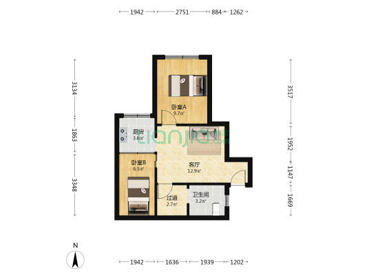 石人南街14号 2室1厅1卫 48平方