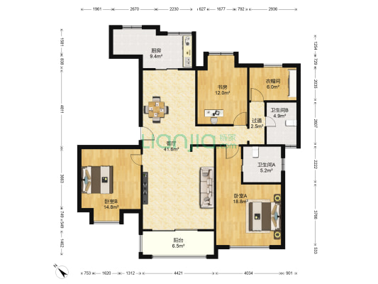 金仕华庭 3室1厅2卫 141平方