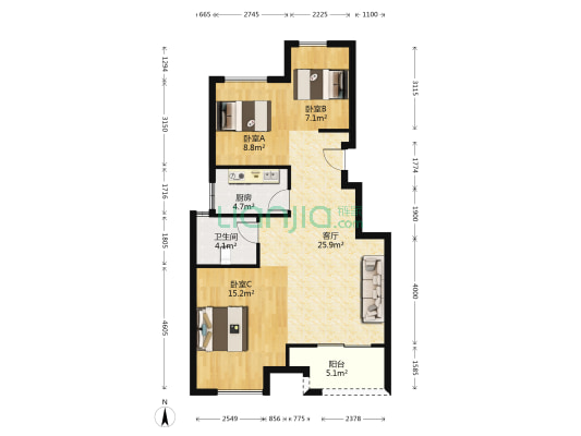 嵊州融信学仕雅苑 3室1厅1卫 84平方