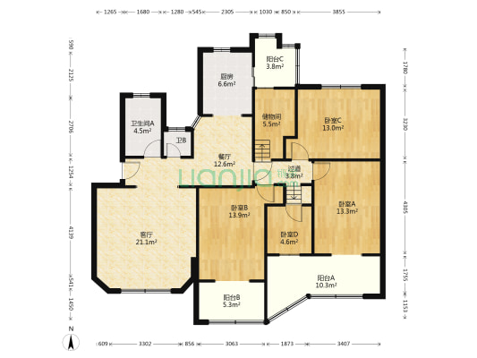 市住建局风华路家属院 4室2厅2卫 144平方