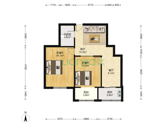 福民巷住宅小区 2室2厅1卫 75平方