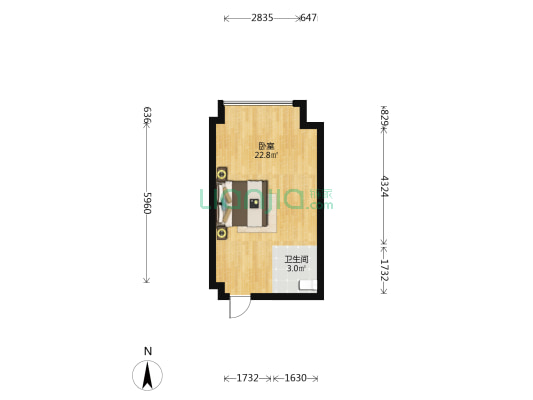 东门大厦印公馆 1室0厅1卫 40平方
