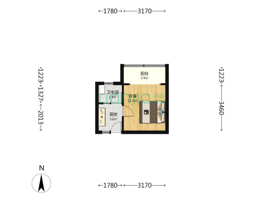 止园小区 1室0厅1卫 24平方