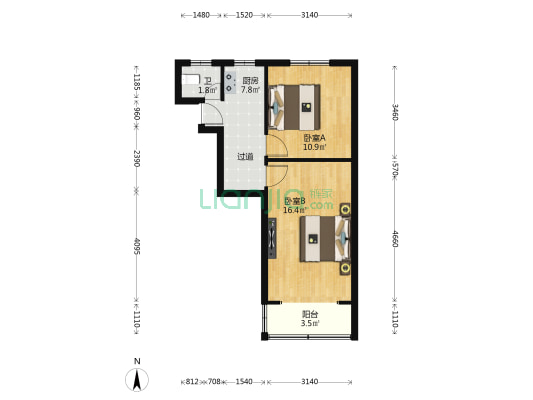 洛河桥小区 2室0厅1卫 49平方