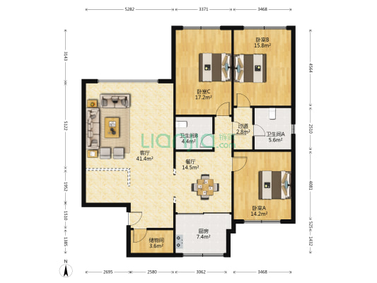 文化宫巷 3室2厅2卫 160平方