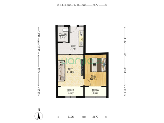 康定路281号 1室1厅1卫 49平方