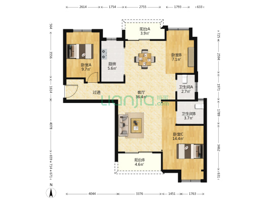 曦地港CITY ON 3室1厅2卫 111平方
