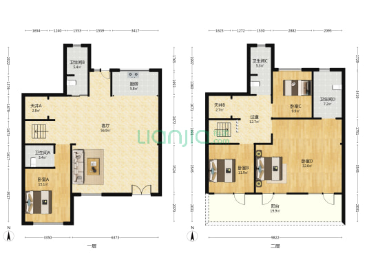 海安天翠阁 4室1厅4卫 195平方