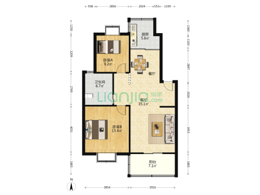 中房光华雅居 2室1厅1卫 98平方
