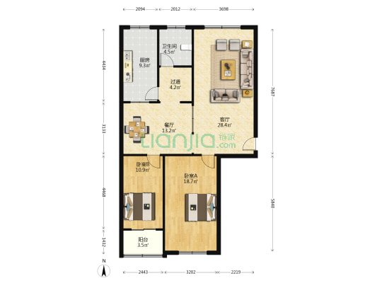 康华小区 2室2厅1卫 115平方