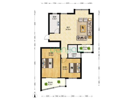 梅兰苑 2室1厅1卫 99平方