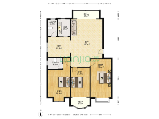 涿州市二康医院核 心版块，出门就是范阳路自住养老。-户型图