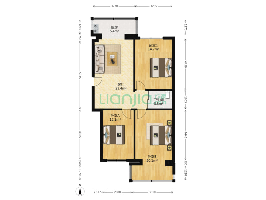 正阳小区 3室1厅1卫 101平方