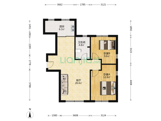 君悦豪庭C区 2室1厅1卫 87平方