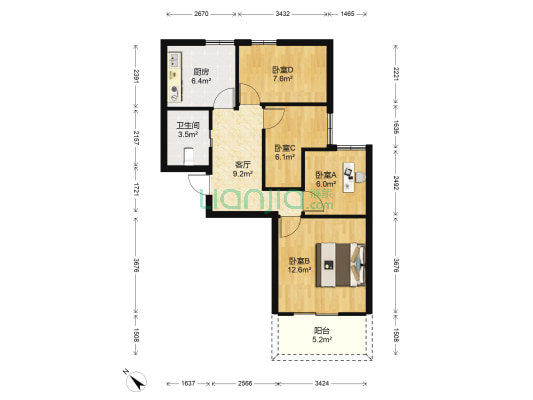 秋江雅院 4室1厅1卫 82平方