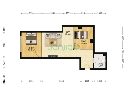 熙城 2室1厅1卫 70平方