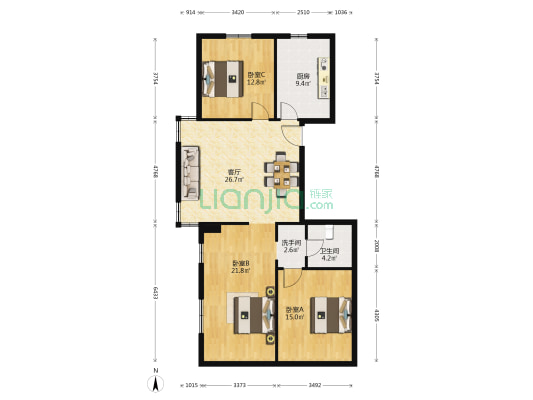 凯旋公寓 3室1厅2卫 120平方