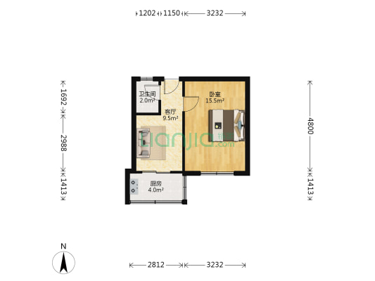 天津大学三村 1室1厅1卫 37平方