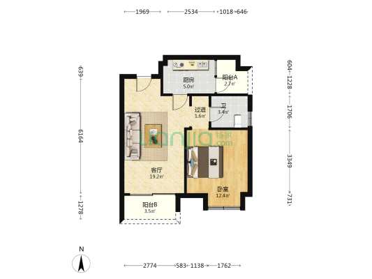 钱塘南苑 1室1厅1卫 60平方