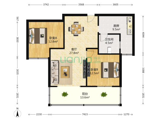 绿苑小区(湾里区) 2室1厅1卫 89平方