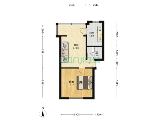 东路五小区 1室1厅1卫 52平方