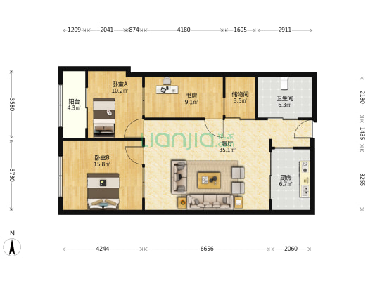 永嘉大厦 3室1厅1卫 120平方