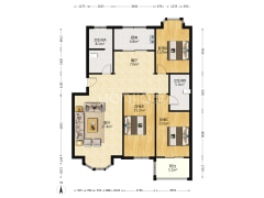 德信公园旁，南北通透，精装满五三居两卫户型。-涿州名流枫景洋房户型图