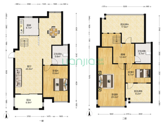 领秀花都 3室1厅2卫 170平方