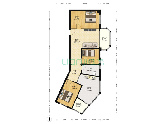 晓港东马路 3室1厅1卫 99平方
