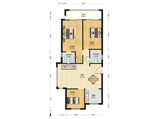 郭盛锦园 3室1厅2卫 130平方