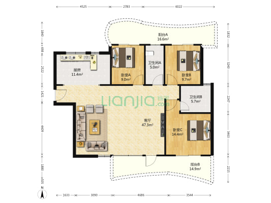 大都·金沙湾 3室1厅2卫 137平方