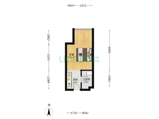 新楚擎天广场 1室0厅1卫 39平方