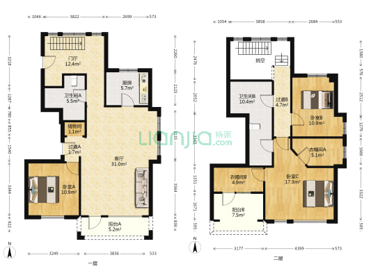 孔雀城六期夏园 3室1厅2卫 178平方