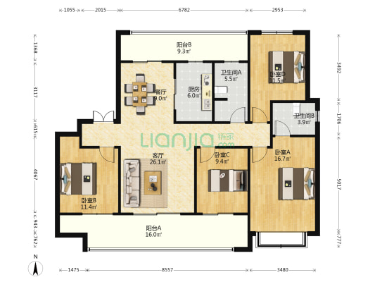 浩展.铂樾府 4室2厅2卫 141平方