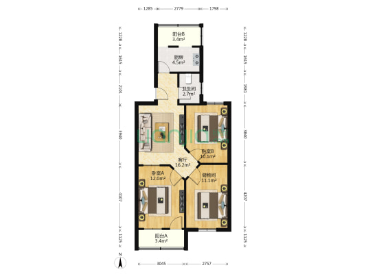商城西街 2室1厅1卫 83平方