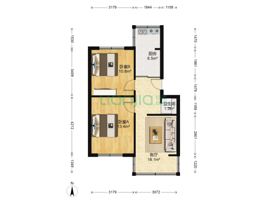 清江东路188号 2室1厅1卫 58平方