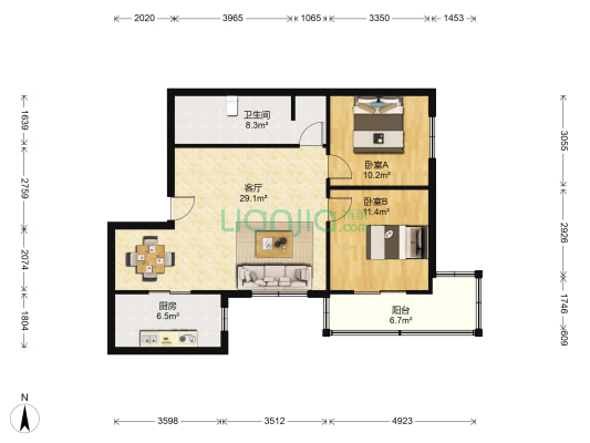 明德广厦 2室1厅1卫 101平方