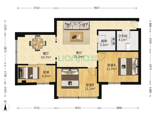 环市西路美华后街 3室2厅1卫 81平方