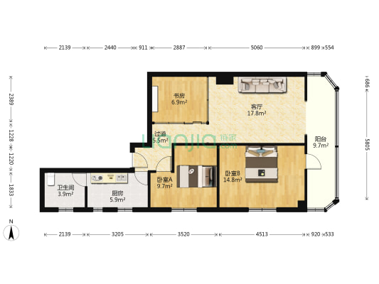 渝亚大厦 3室1厅1卫 101平方