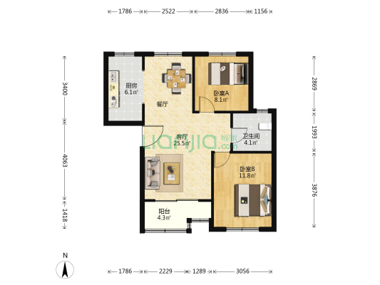 罗溪佳苑 2室1厅1卫 82平方