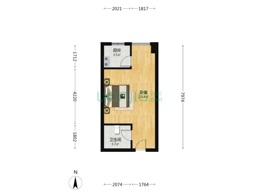 京港澳高速口 838总站旁边 精装一居出售-户型图
