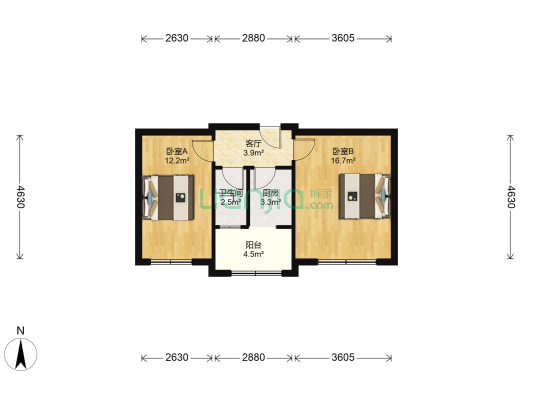 煤田总局173队家属楼 2室1厅1卫 48平方