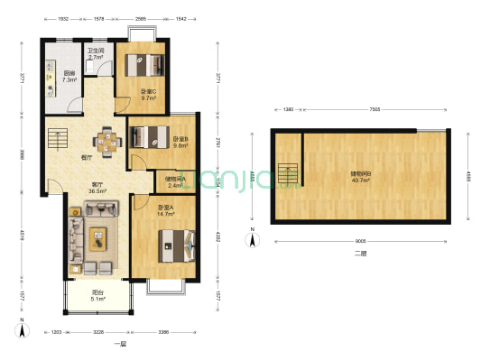 东南名苑 3室1厅1卫 108平方