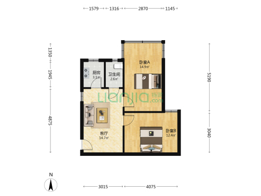 新合后街116号 2室1厅1卫 62平方