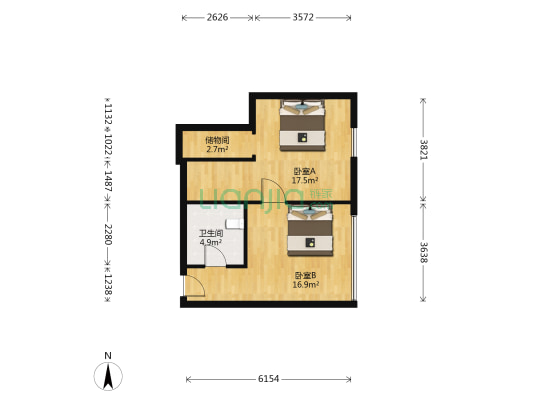 麦芒国际 2室0厅1卫 68平方