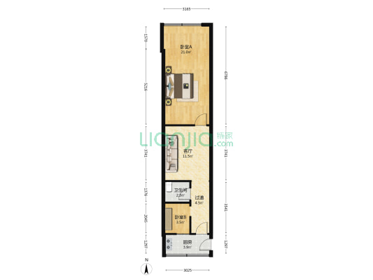 长堤街 2室1厅1卫 51平方