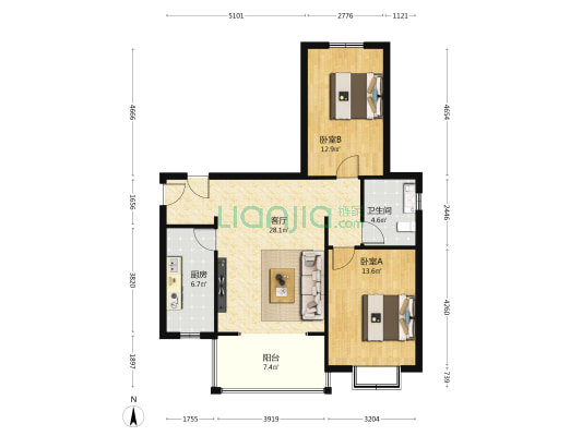 翠苑雅居 2室1厅1卫 115平方