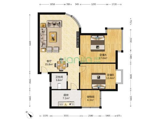 旺角金座 2室1厅1卫 99平方