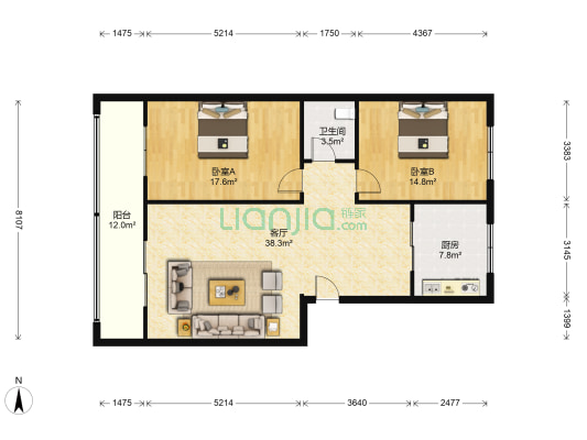 西安市长安区农村公路管理站 2室1厅1卫 118平方